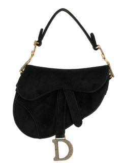 Crystal Mini Saddle, Suede, Black, 01-RU-1119, DB, 3*